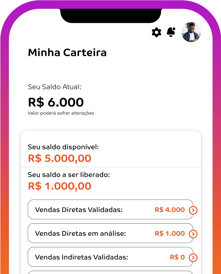 Celular com Comissões vindas do App Lex
