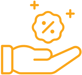 Mão com percentual de desconto